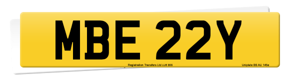 Registration number MBE 22Y